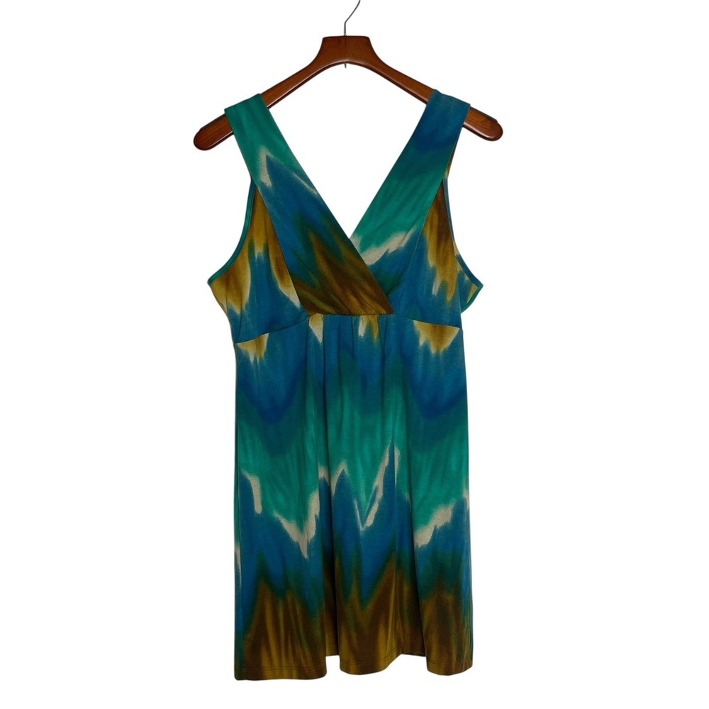 Vintage LA Blues Mini Dress or Babydoll Empire Waist Top Sz Large Boho Stretch‎